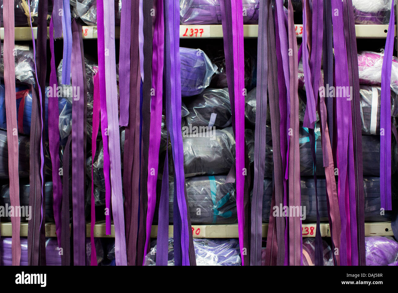 The zipper warehouse at zipper maker UCAN in downtown Los Angeles Stock