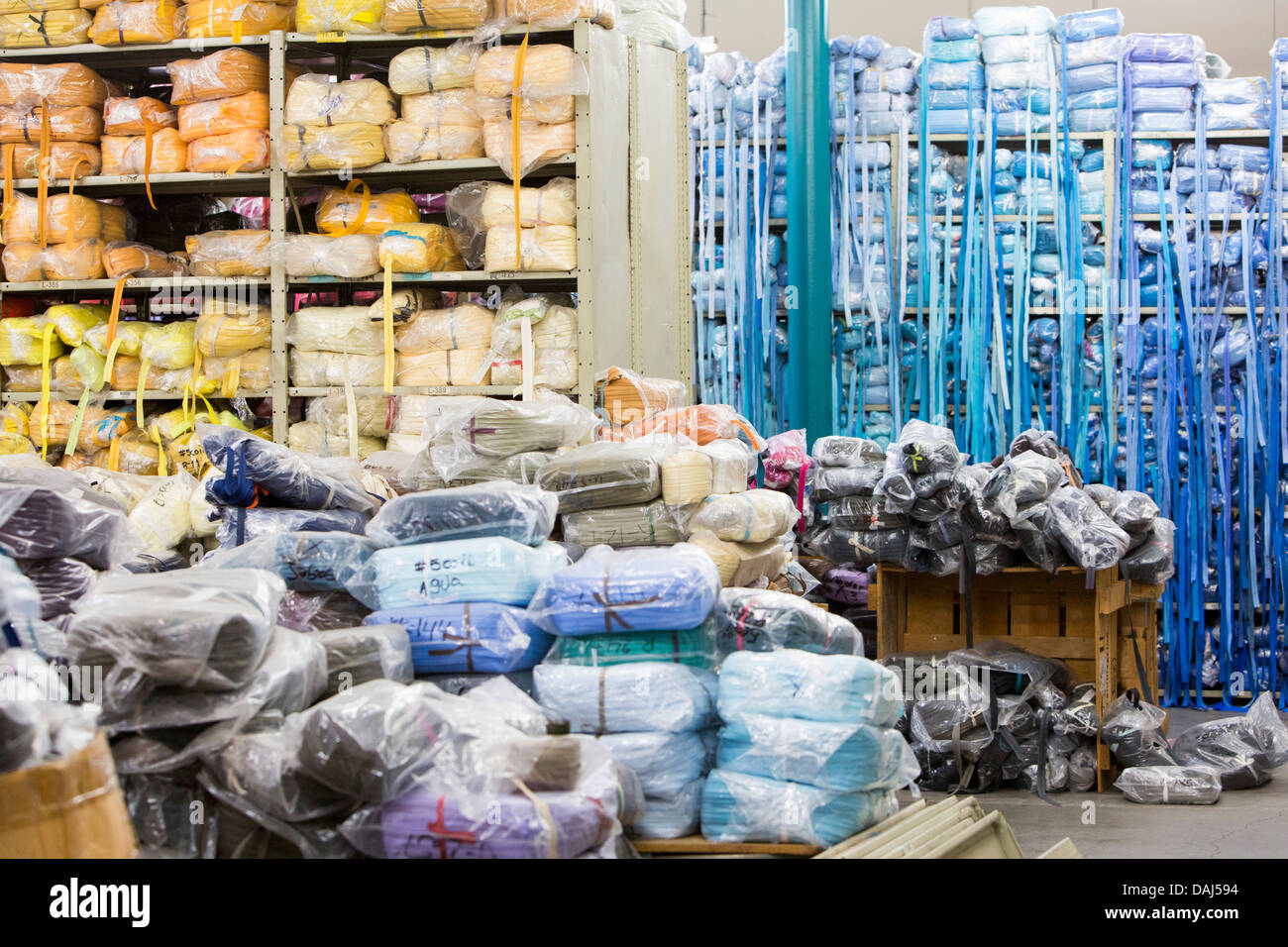 The zipper warehouse at zipper maker UCAN in downtown Los Angeles Stock