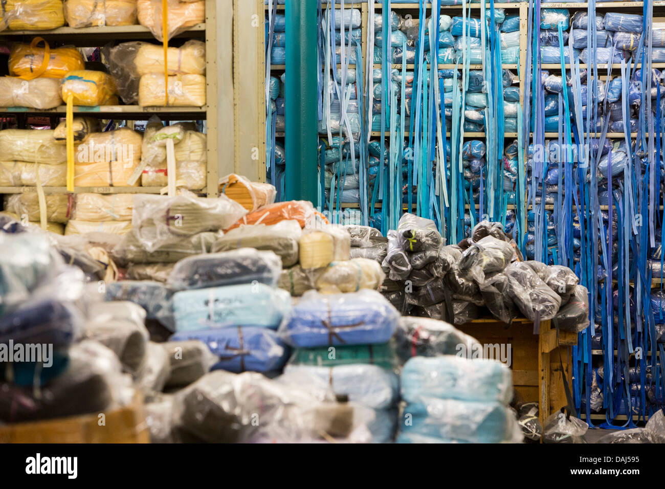 The zipper warehouse at zipper maker UCAN in downtown Los Angeles Stock