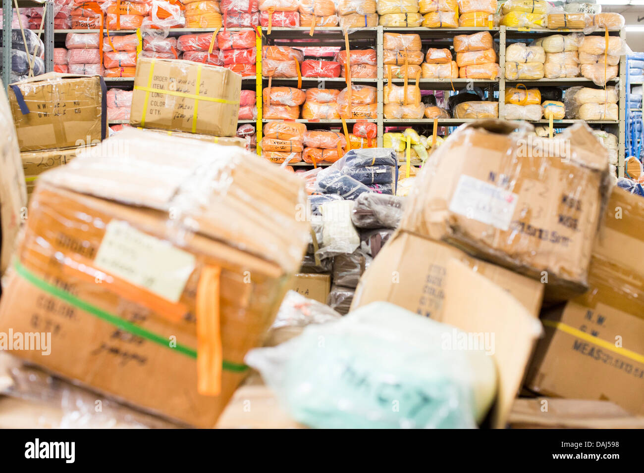 The zipper warehouse at zipper maker UCAN in downtown Los Angeles Stock