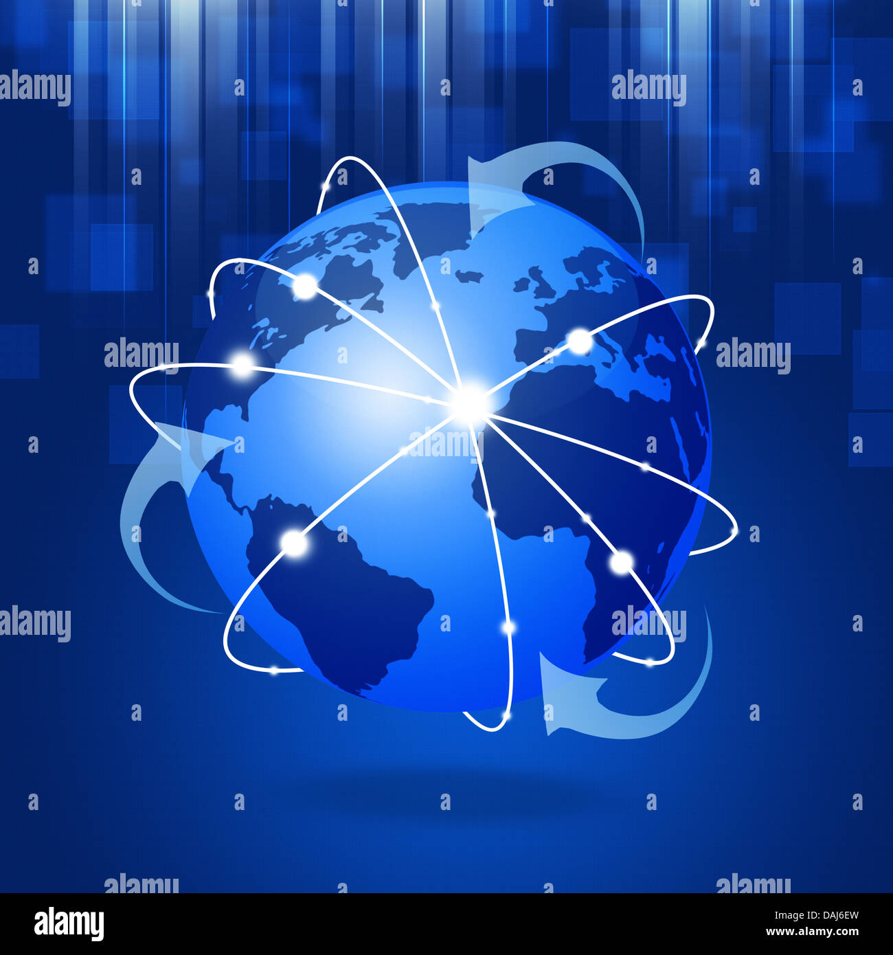 abstract technology world global network business connection blue ...