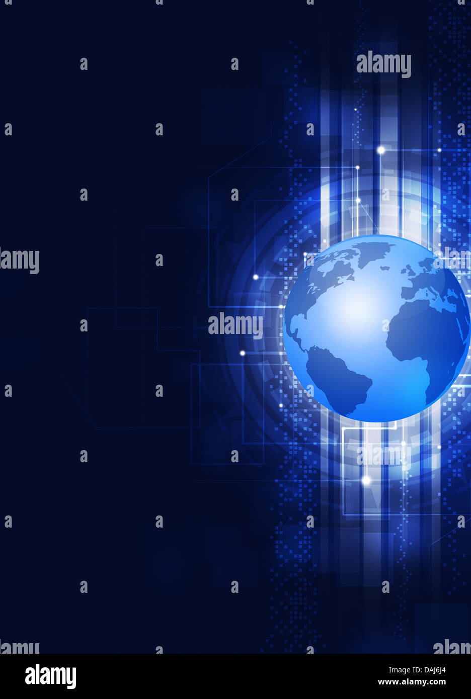 abstract digital technology business globe blue background Stock Photo ...