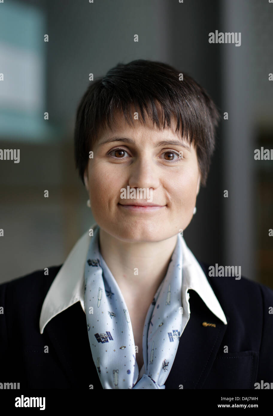 Italian ESA-astronaut Samantha Cristoforetti is pictured at the World Conference Centre in Bonn, Germany, 24 March 2011. The German Aerospace Centre and the European Space Agency ESA strike a balance after ten years of scientific research with the International Space Station ISS. Photo: Rolf Vennenbernd Stock Photo