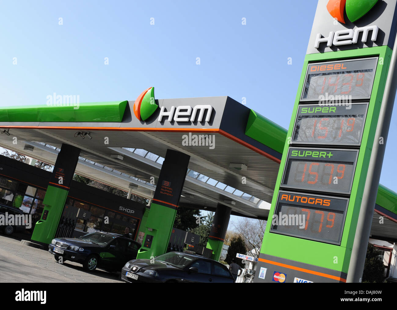 The picture shows a HEM petrol station in Hamburg, Germany on 24 March