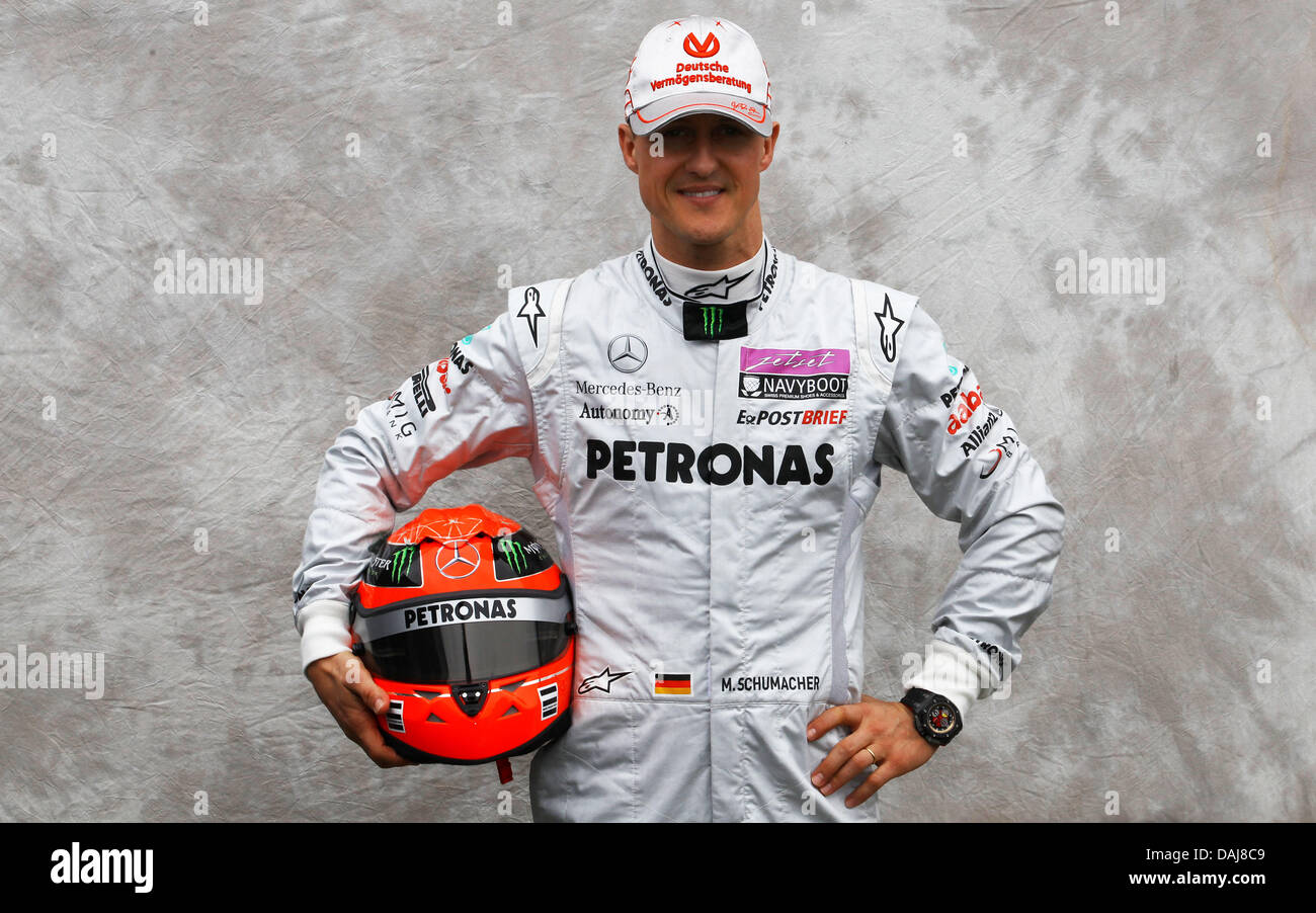 German Formula One driver Michael Schumacher of Mercedes GP smiles