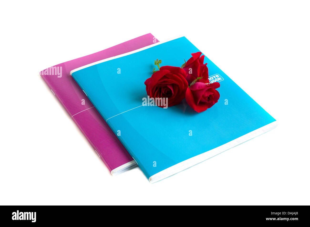 notebooks and roses Stock Photo