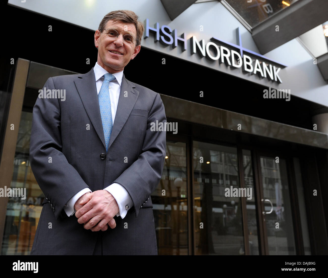 The next CEO  of HSH Nordbank, Paul Lerbinger, stands after the financial statements press conference in front of HSH Nordbank in Hamburg, Germany, 31 March 2011. The institution presented its financial situation for 2010. Photo: Angelika Warmuth Stock Photo