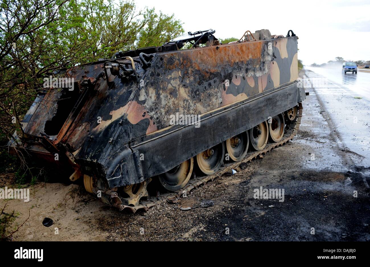 A Burned Out Tank Lies Next To The Street In Benghazi, Libya, 01 April ...