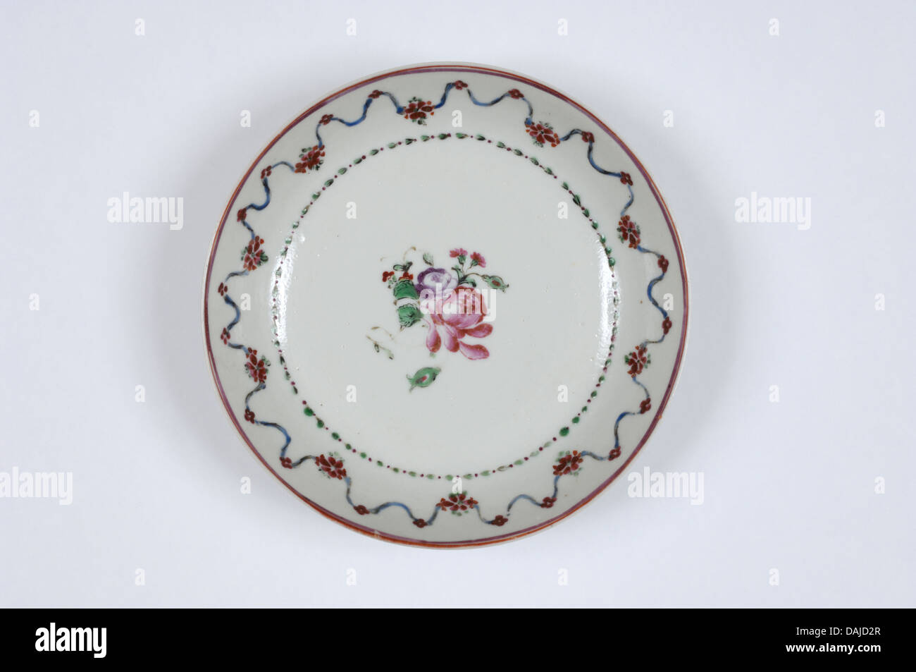 A Hand Painted English Tea Saucer Having A Central Floral Motif Surrounded By A Floral Geometrical Border 18th 19th C Stock Photo Alamy