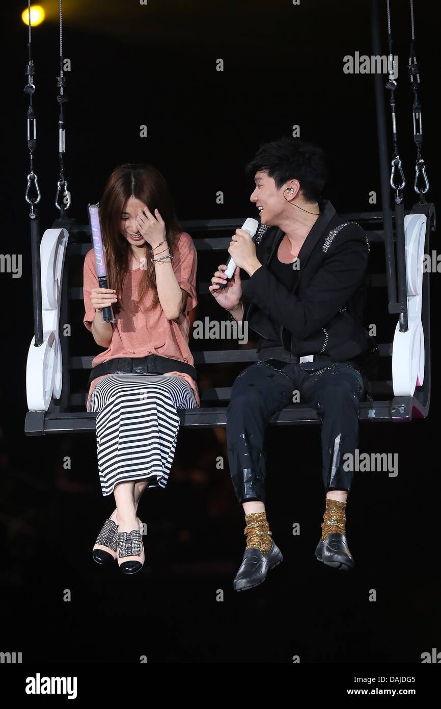 JJ Lin & Hebe Tien performed at JJ's World tour in Taipei,Taiwan,China on  Saturday July 13,2013 Stock Photo - Alamy