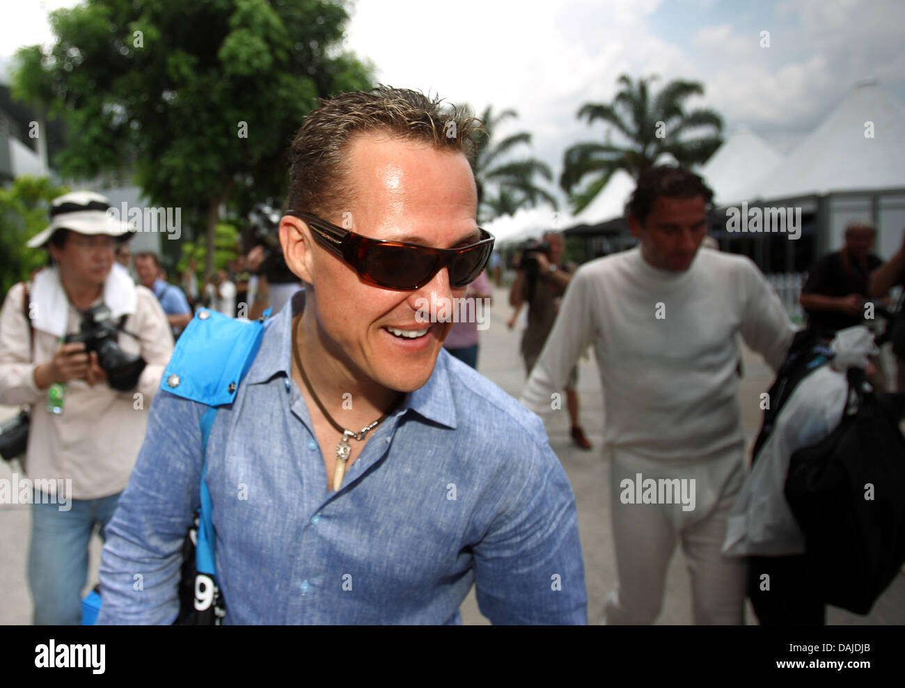 German Formula One driver Michael Schumacher of Mercedes GP arrives at
