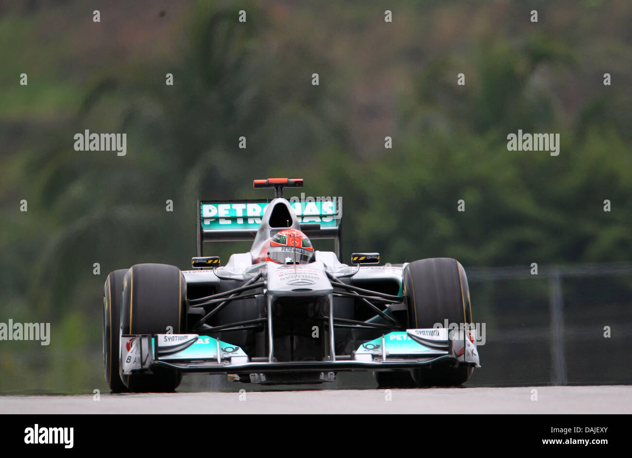 German Formula One driver Michael Schumacher of Mercedes GP steers his