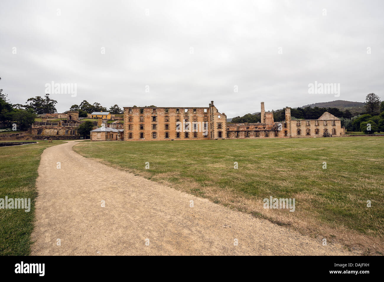 Building ruins at Port Arthur, Tasmania which was once a penal settlement in Australia's convict beginnings. Stock Photo