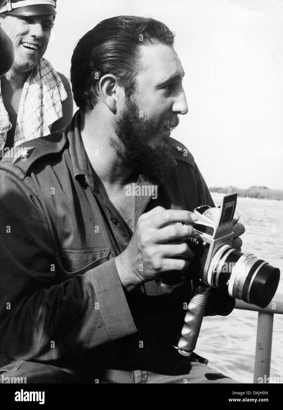 (file) - A dpa file picture dated 01 January 1962 shows Cuban leader Fidel Castro during a visit to the Bay of Pigs on the southern coast of Cuba. On 17 April 1961, CIA-trained and -equipped Cuban exiles landed here in an attempt to topple the Castro regime. The failed coup attempt resulted in a permanent deterioration of US-Cuban relations. Photo: Heinz Junge Stock Photo