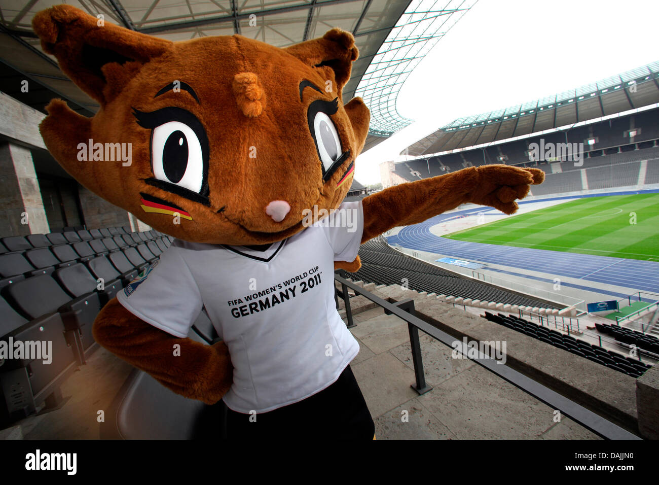 2011 FIFA Women'S World Cup mascot 'Karla Kick' poses inside the Olympic  Stadium in Berlin, Germany,