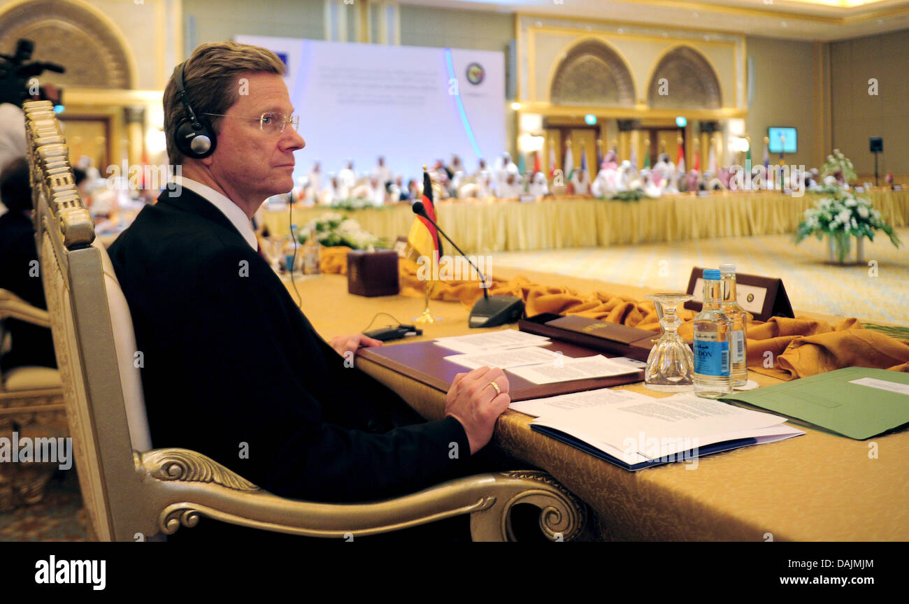 German Foreign Minister Guido Westerwelle attends the EU meeting with the Gulf Cooperation Council at the Emirates Palace Hotel in Abu Dhabi, United Arab Emirates, 20 April 2011. Photo: HANNIBAL Stock Photo