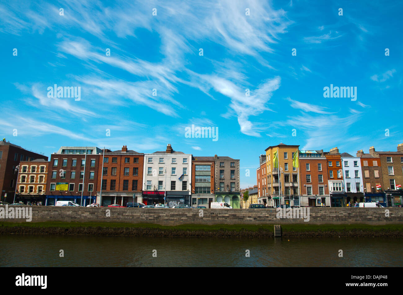Ormond Quay Upper street riverside Liffey central Dublin Ireland Europe Stock Photo