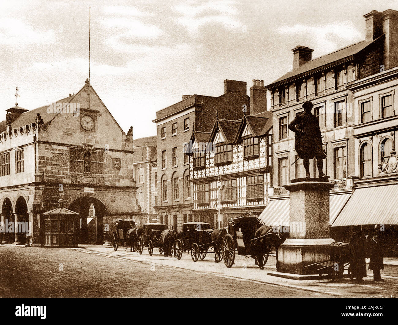 Shrewsbury Old Market Place early 1900s Stock Photo