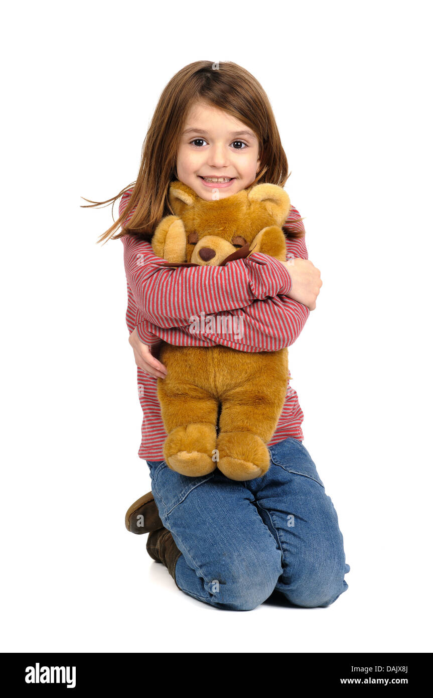 Young girl posing with teddy bear Stock Photo Alamy