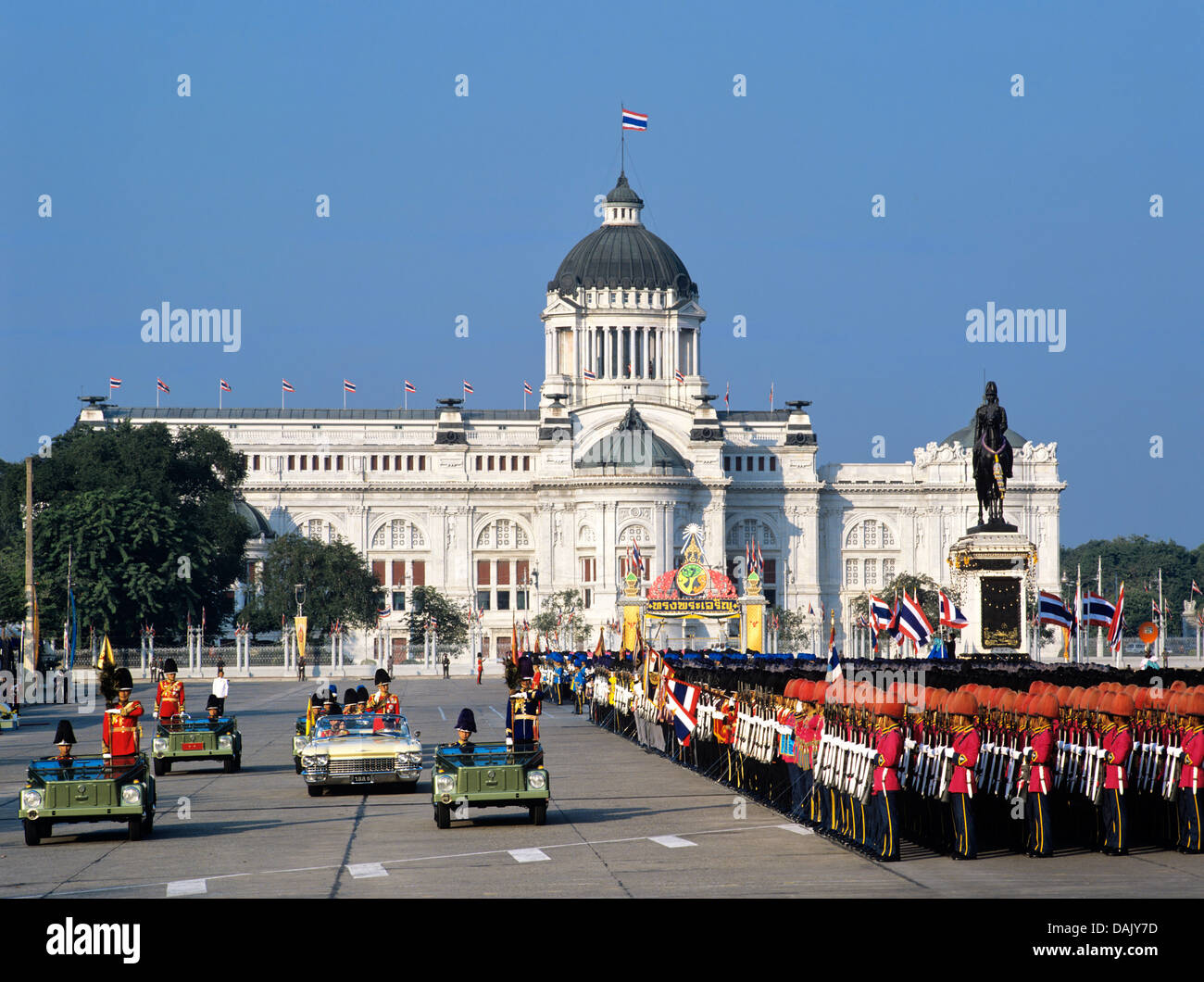 Trooping the Colour, King's Birthday Parade, Ananta Samakhom Throne Hall Stock Photo