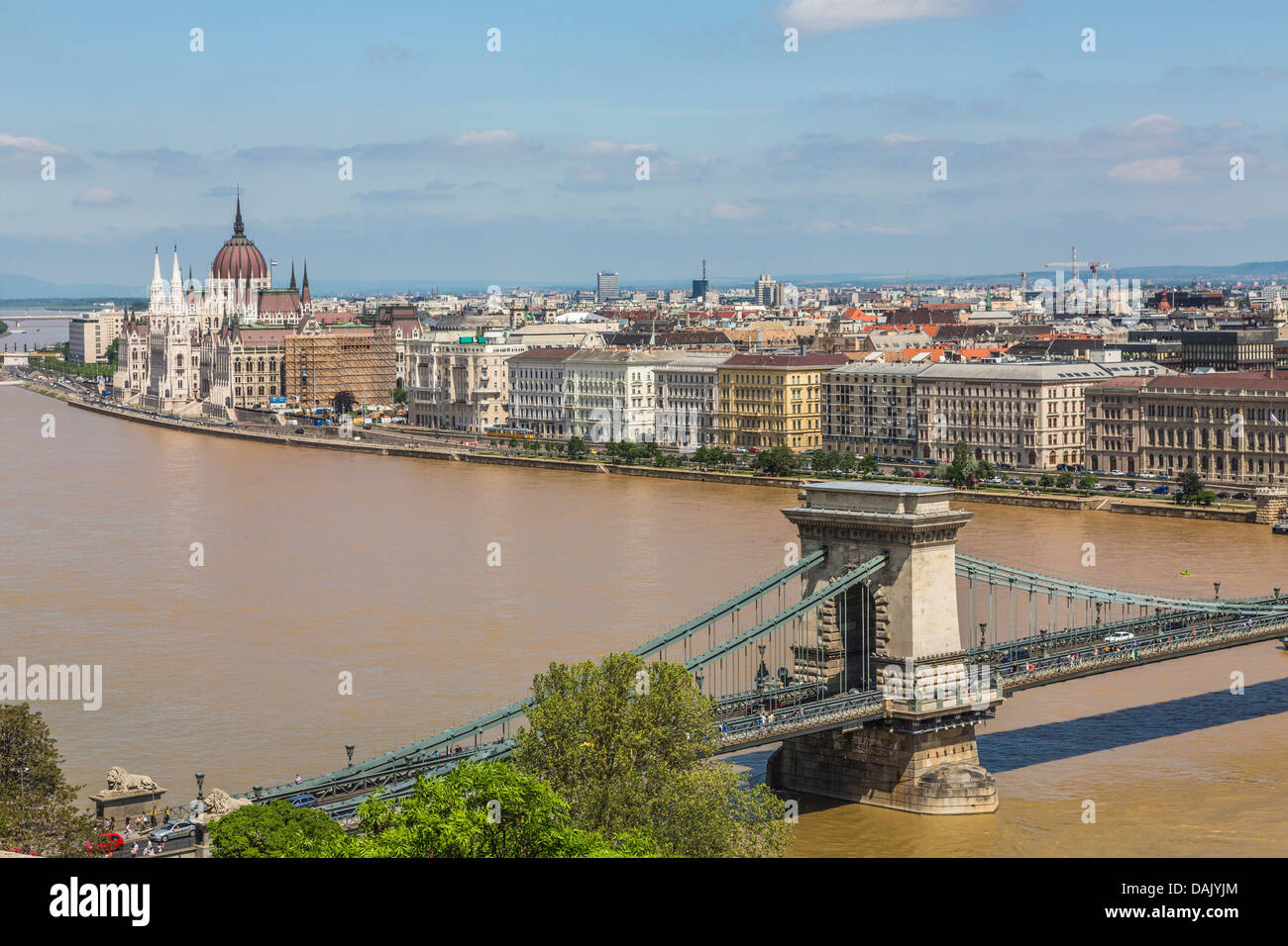 View from Buda Castle of the Danube, the Parliament and the Chain ...