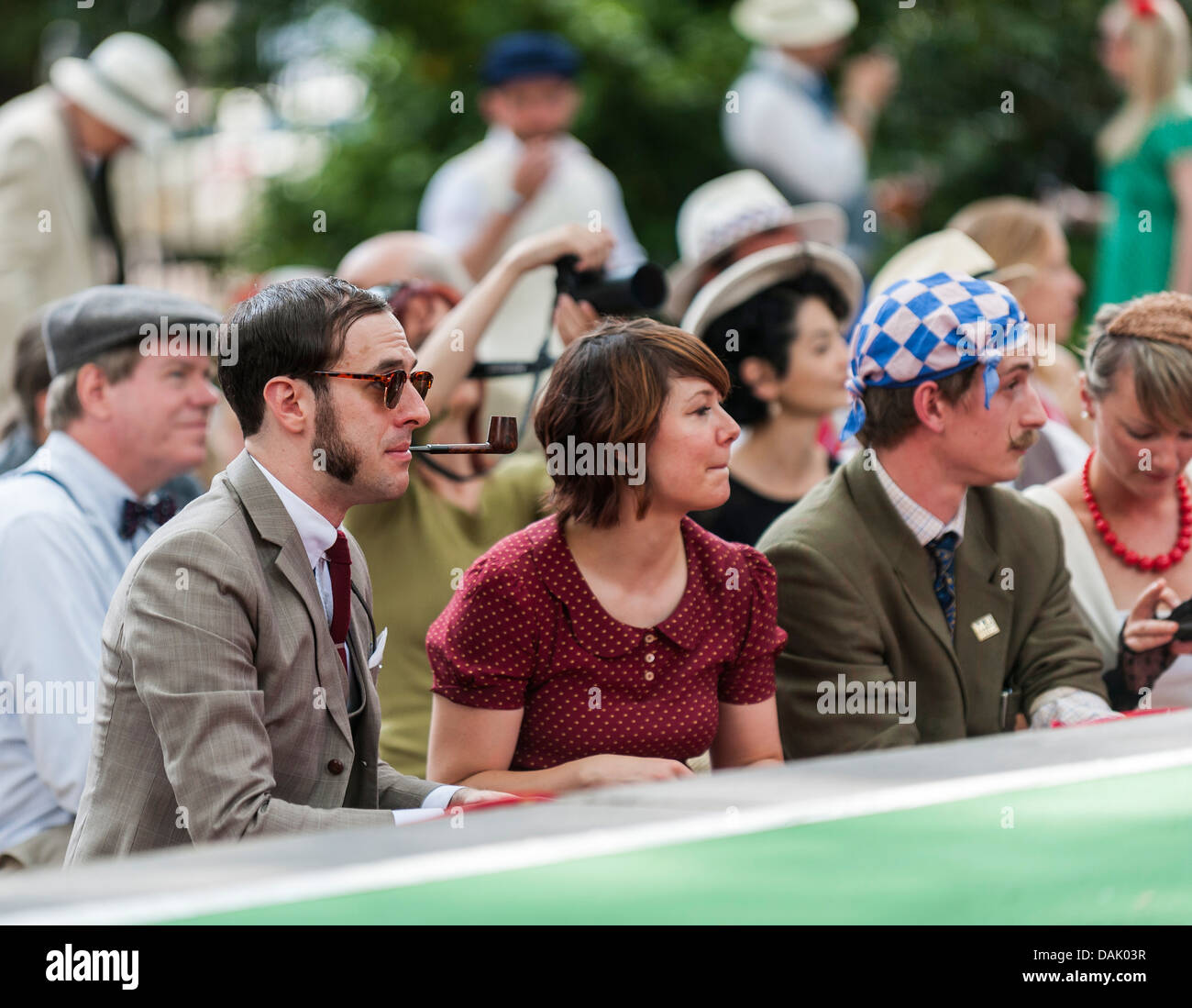Spectators at the Chaps Olympiad in Bedford Square Gardens. Stock Photo