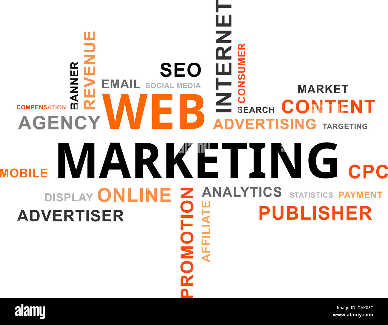 A word cloud of web marketing related items Stock Photo