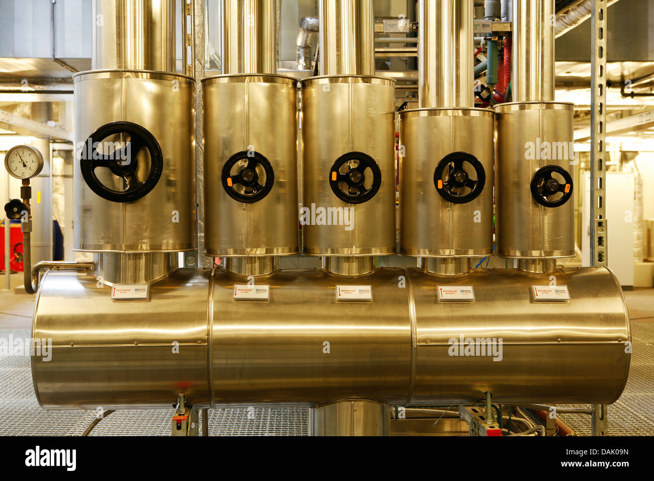 Large new industrial heating system, heating pipes Stock Photo Alamy