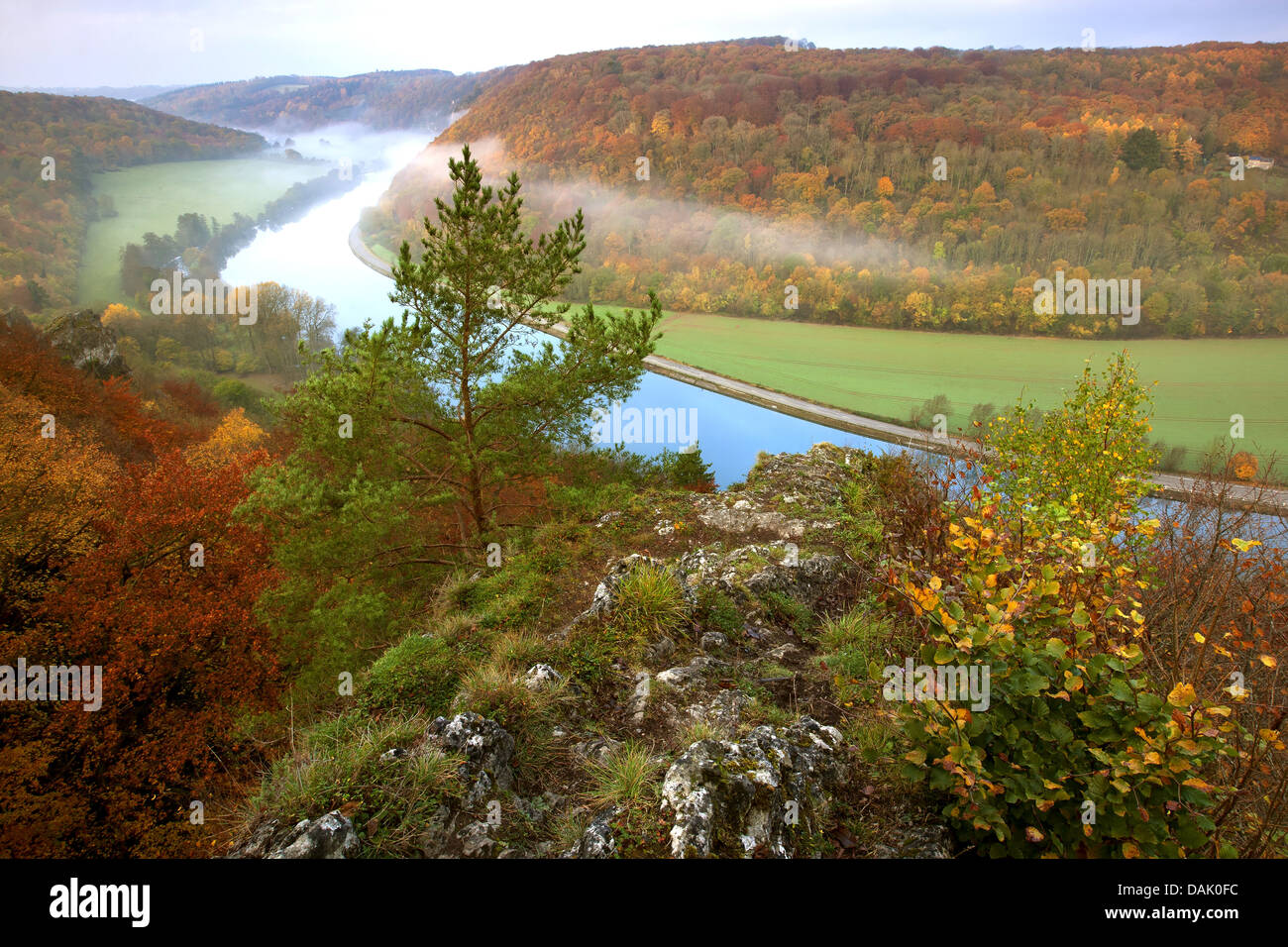 Maas river in autumn, Belgium, Dinant Stock Photo