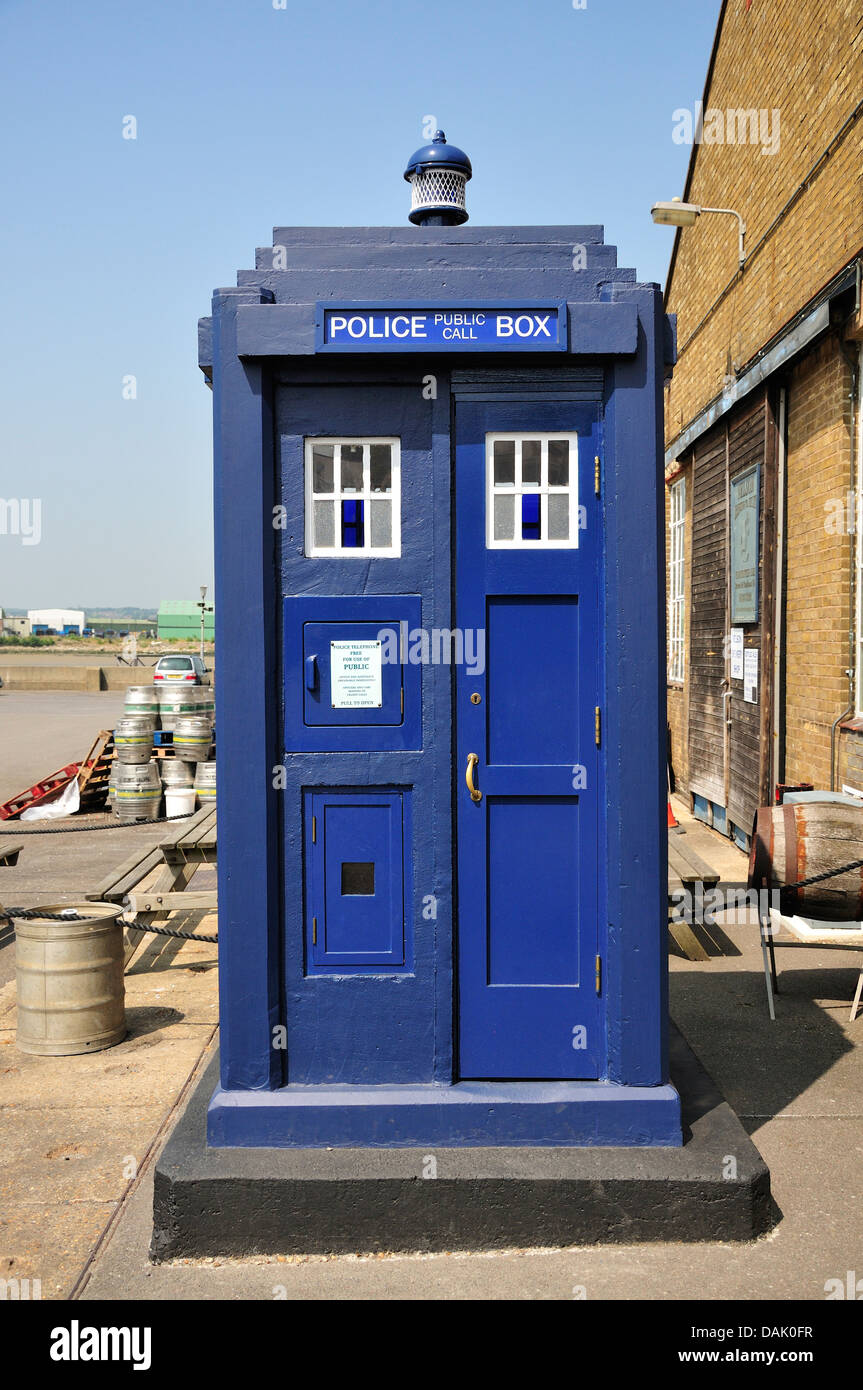 Chatham, Kent, England. Chatham Historic Dockyard. Kent Police Museum. Police box ('Tardis') Stock Photo