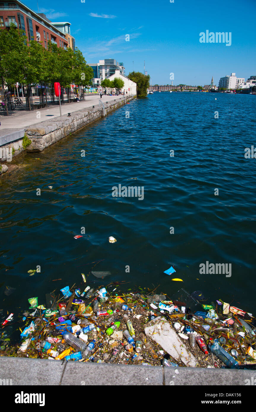Rubbish in Grand Canal Docks in Docklands former harbour area central Dublin Ireland Europe Stock Photo