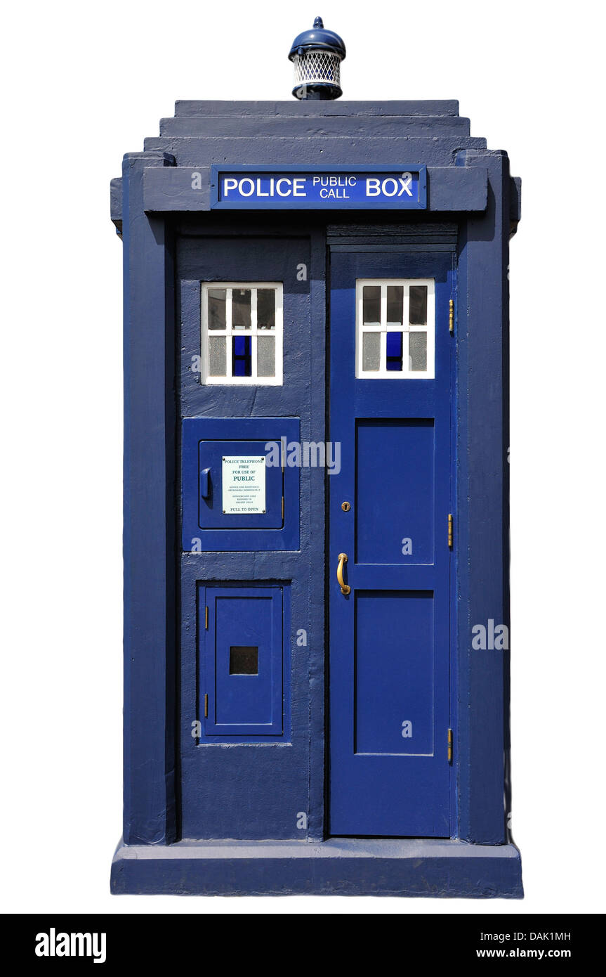 Chatham, Kent, England. Chatham Historic Dockyard. Kent Police Museum. Police Box ('Tardis') Stock Photo