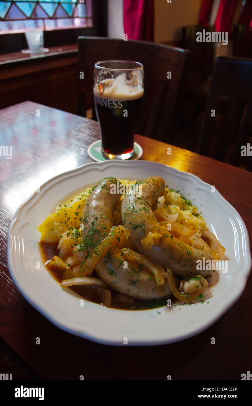 Bangers and mash the mashed potatoes and sausages tradtional typical