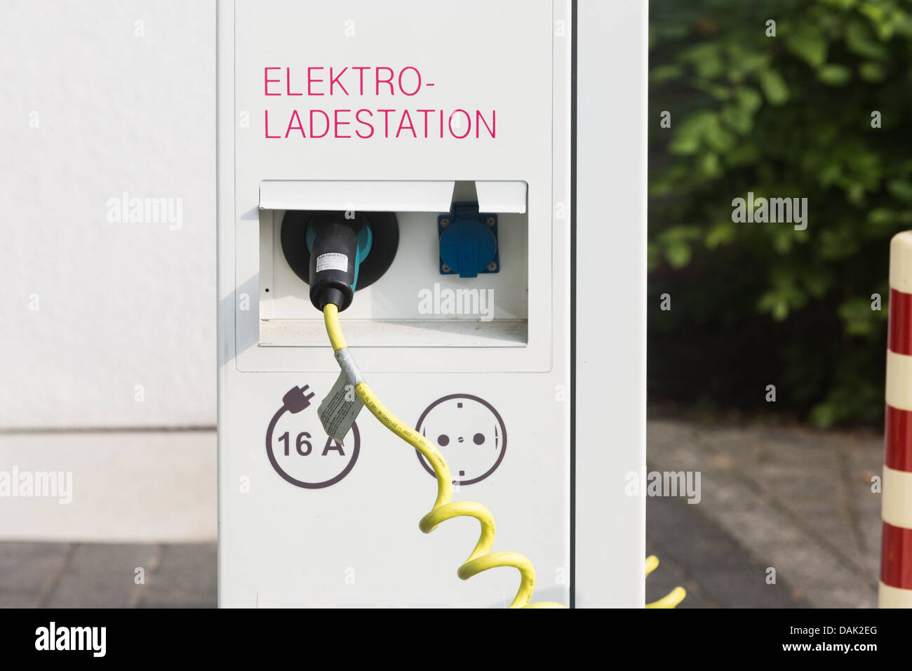 Electric car charging station at Deutsche Telekom headquarters in Bonn, 12.07.2013. Stock Photo