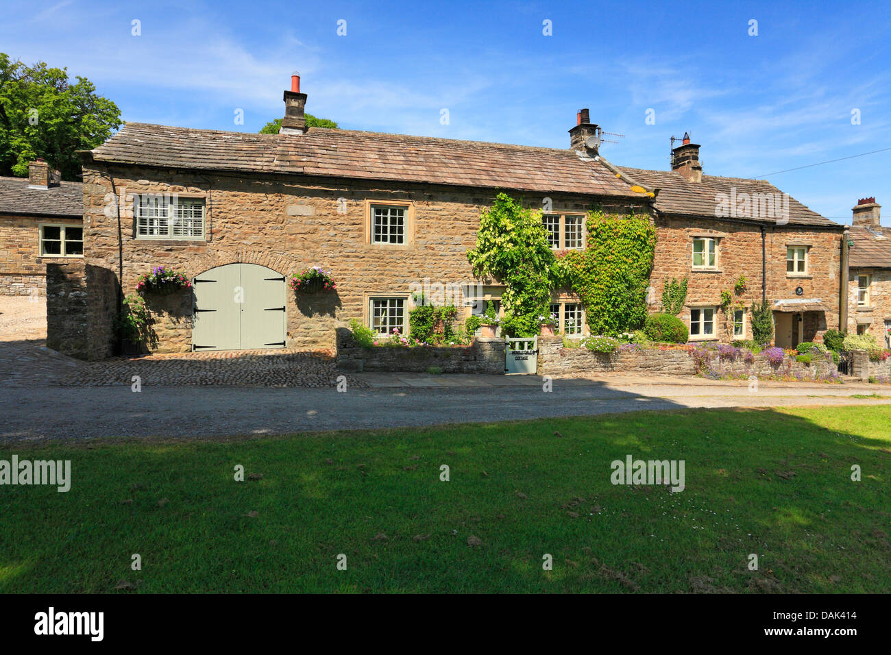 Cottages by the village green, West Burton, North Yorkshire, Yorkshire