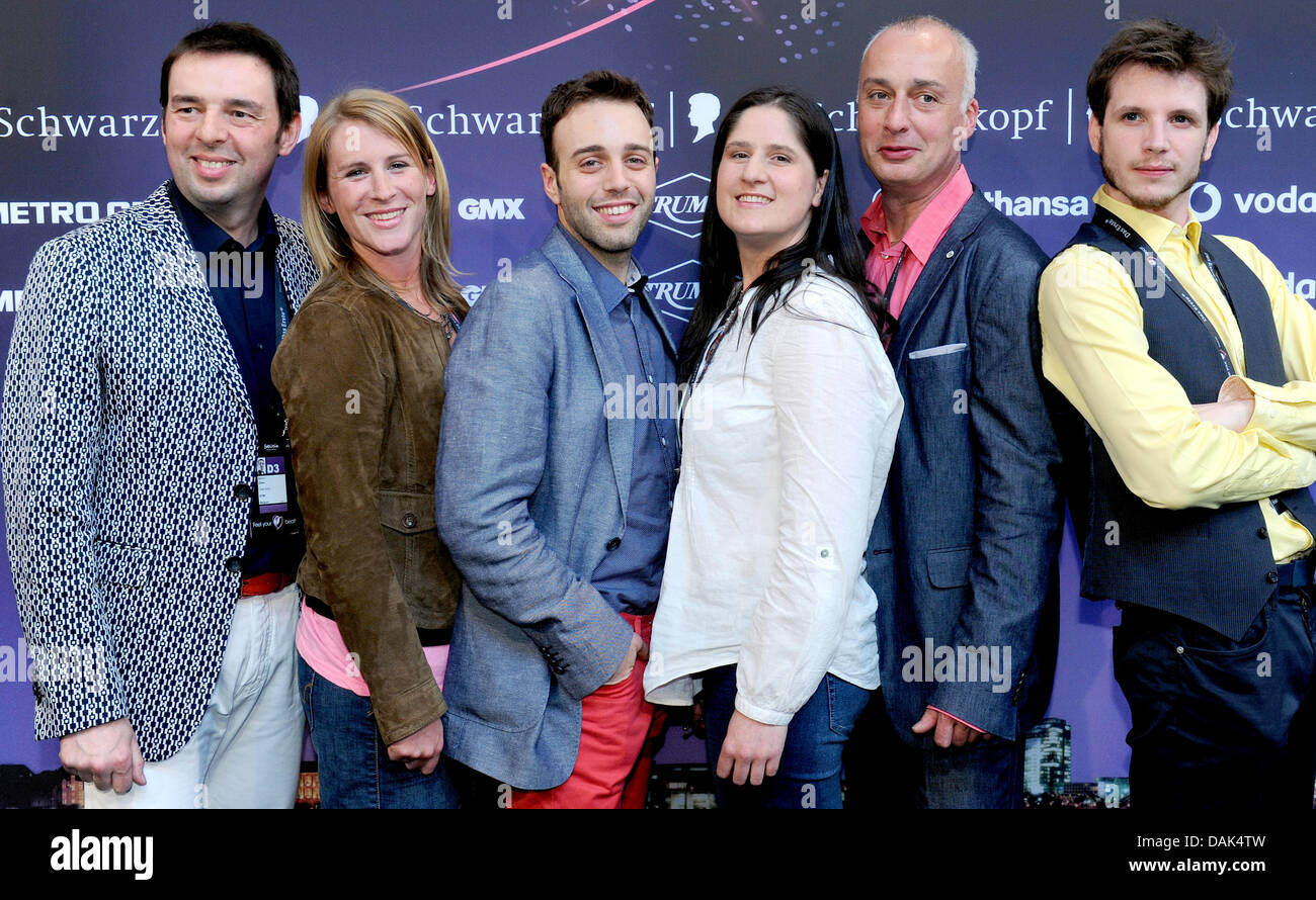 Witloof Bay representing Belgium pose beside a press conference at the