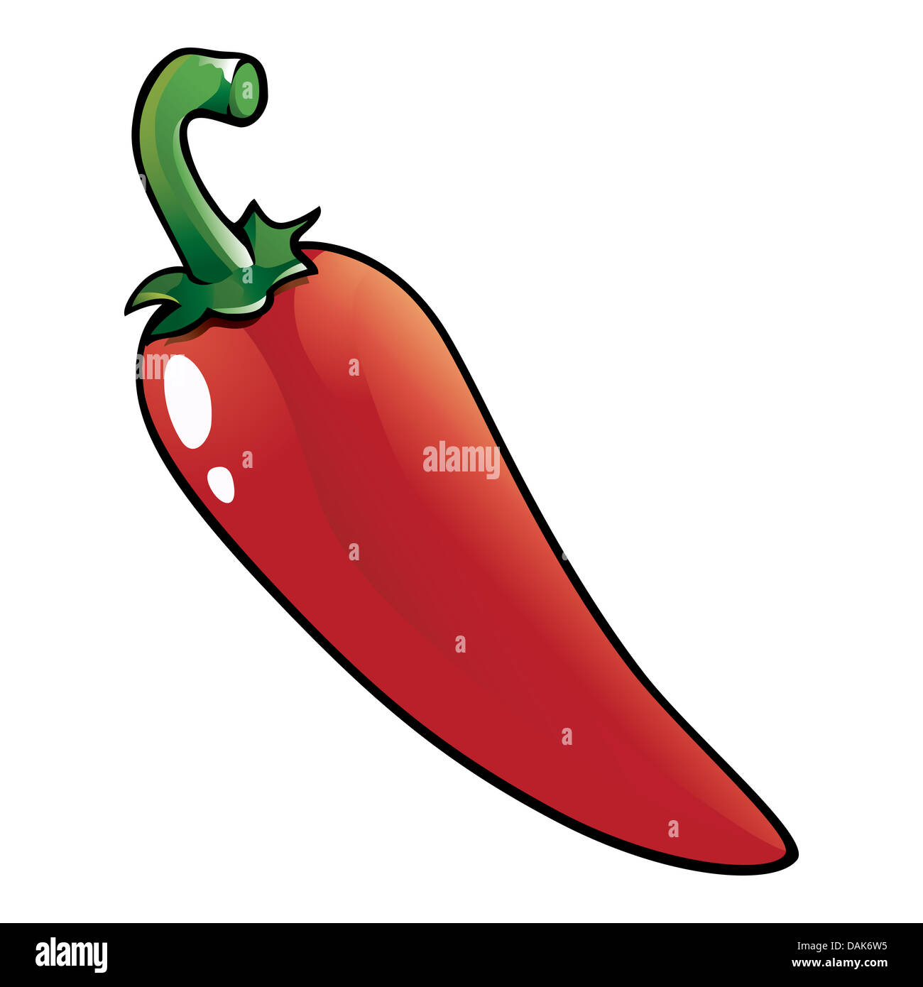 Red Hot Chili Pepper With Cartoon Outline Stock Photo Alamy