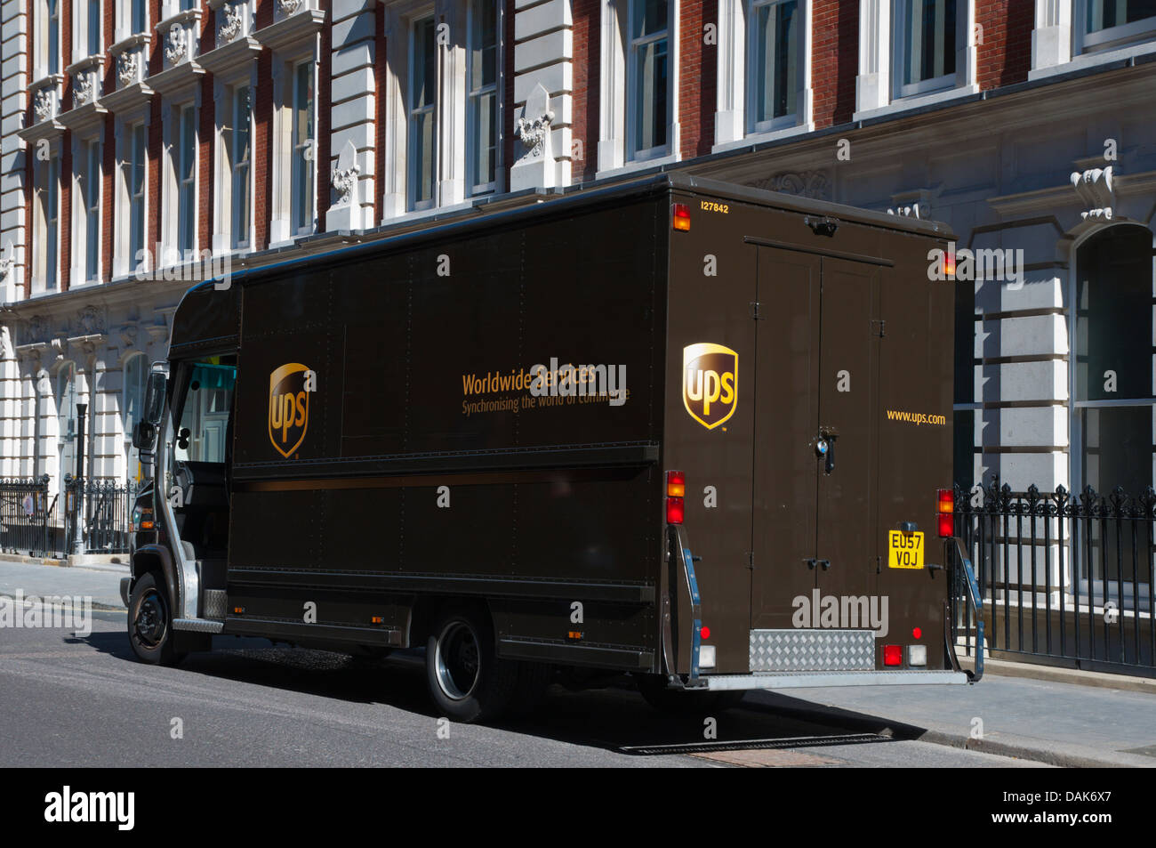 UPS delivery mail parcel service vehicle Fitzrovia district central