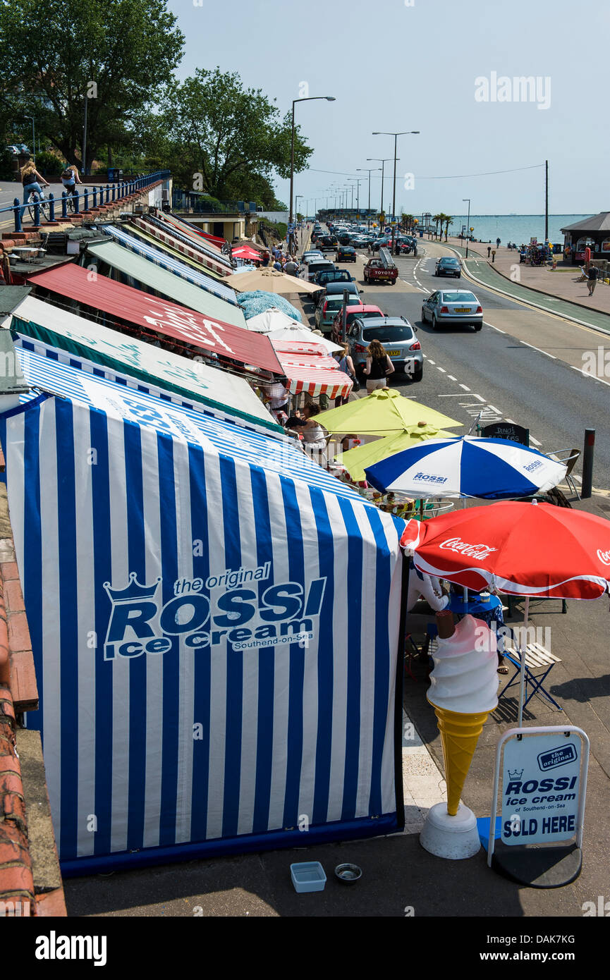 A strip of café's, along the seafront at Southend on Sea, known as 'the arches' Stock Photo