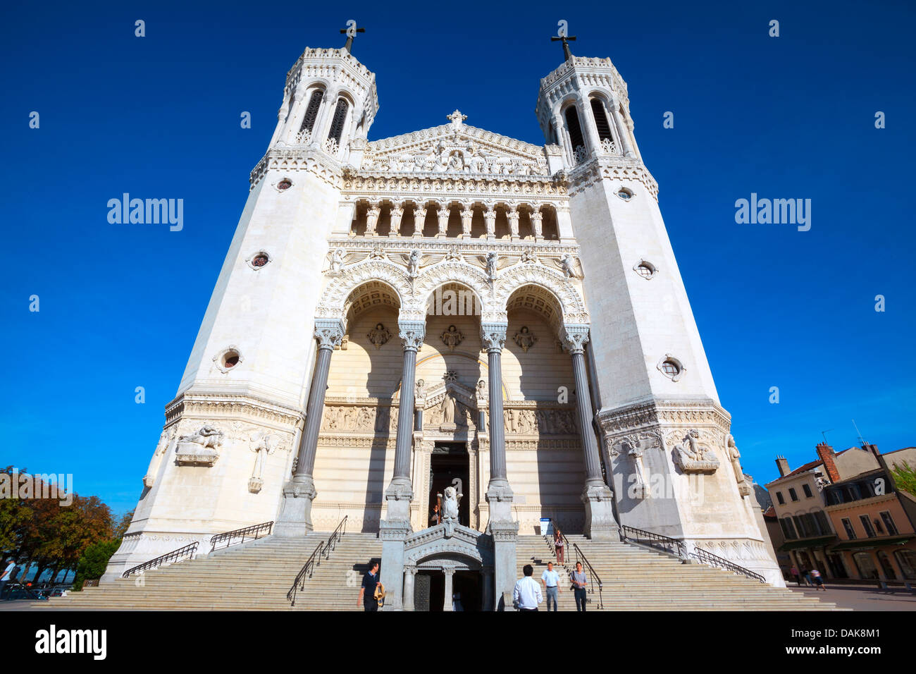 Famous Basilica of Notre-Dame de Fourviere in Lyon, France Stock Photo