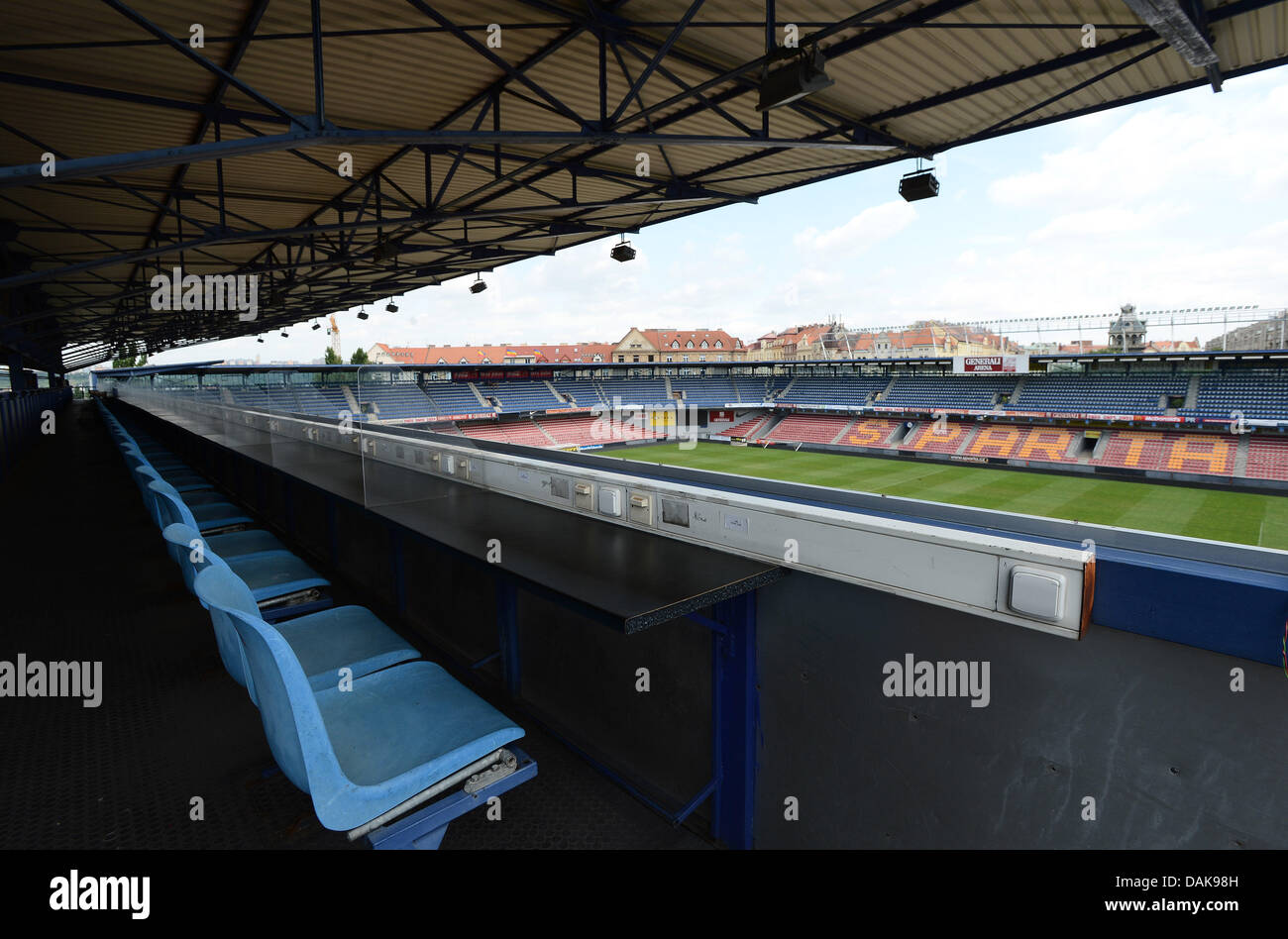 Stadium Of The Soccer Team Ac Sparta Praha In Prague Czech Republic On July 15 2013 Seats For Journalists Ctk Photo Katerina Sulova Stock Photo Alamy