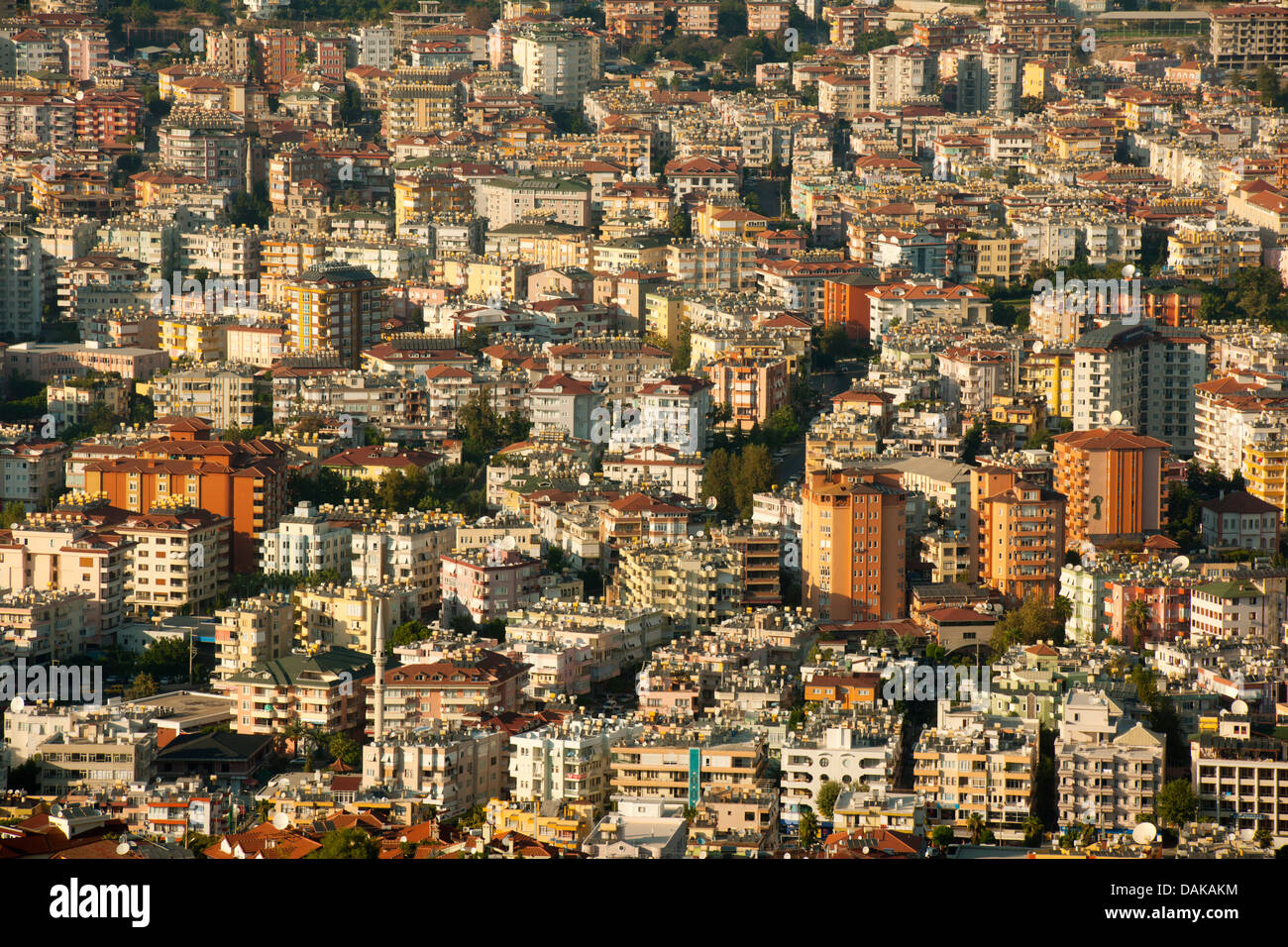 Türkei, Provinz Antalya, Alanya, Blick von der Burg auf die Stadthäuser Stock Photo