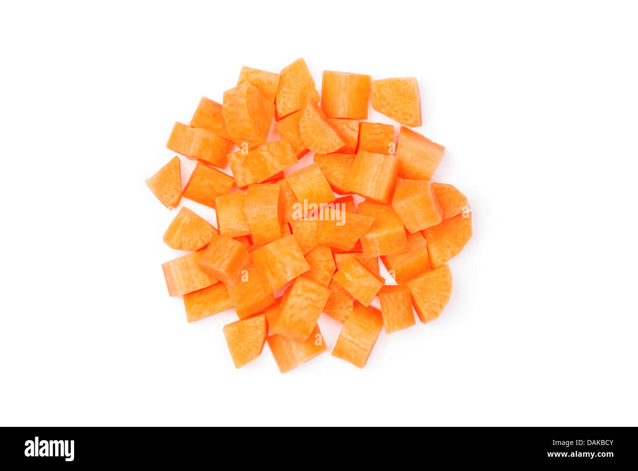 Diced carrot over white background Stock Photo