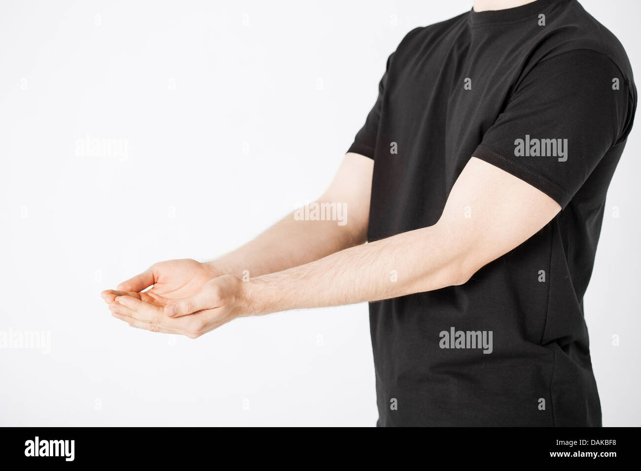 mans hands showing something Stock Photo