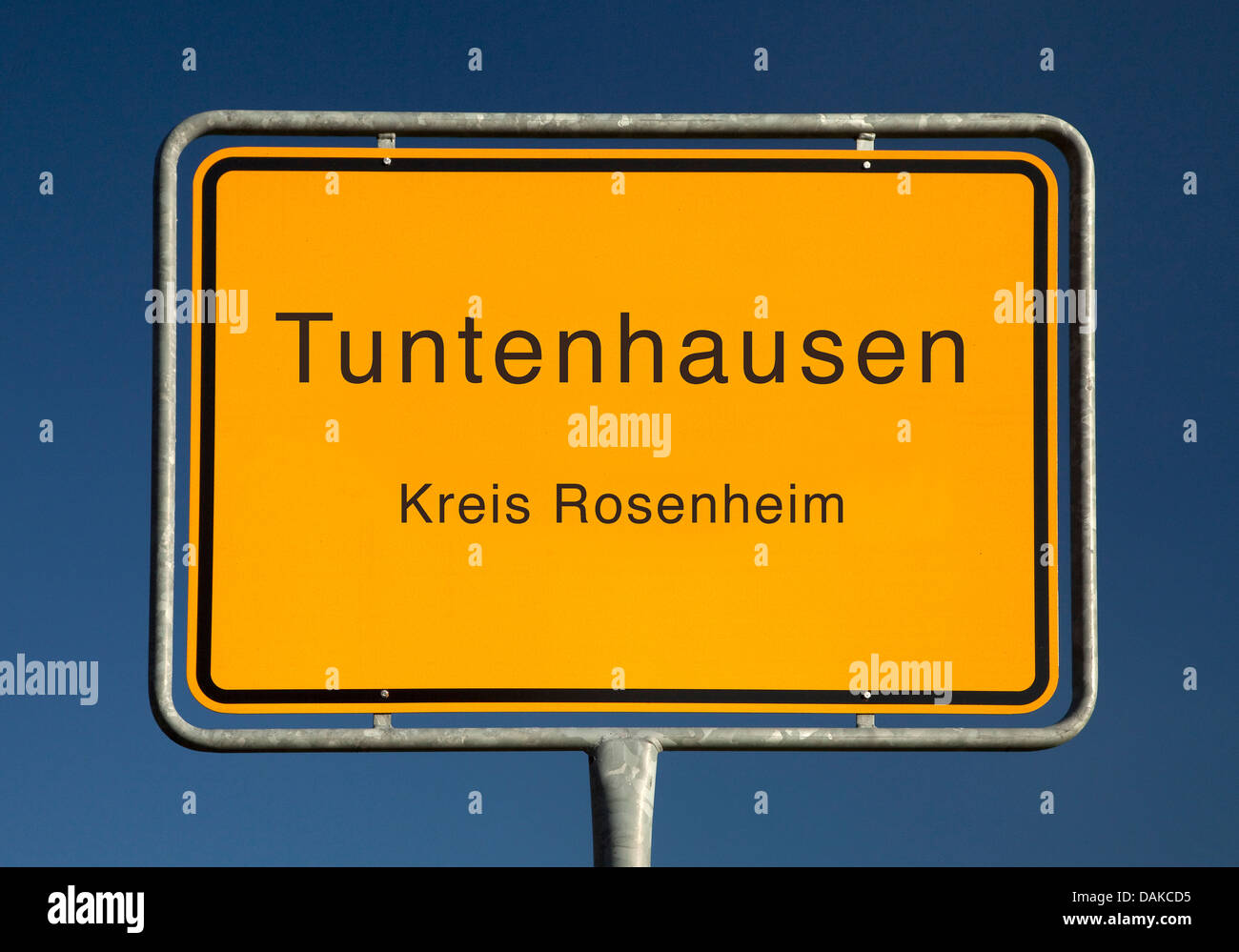 Tuntenhausen place name sign, Germany, Bavaria, Rosenheim, Tuntenhausen Stock Photo