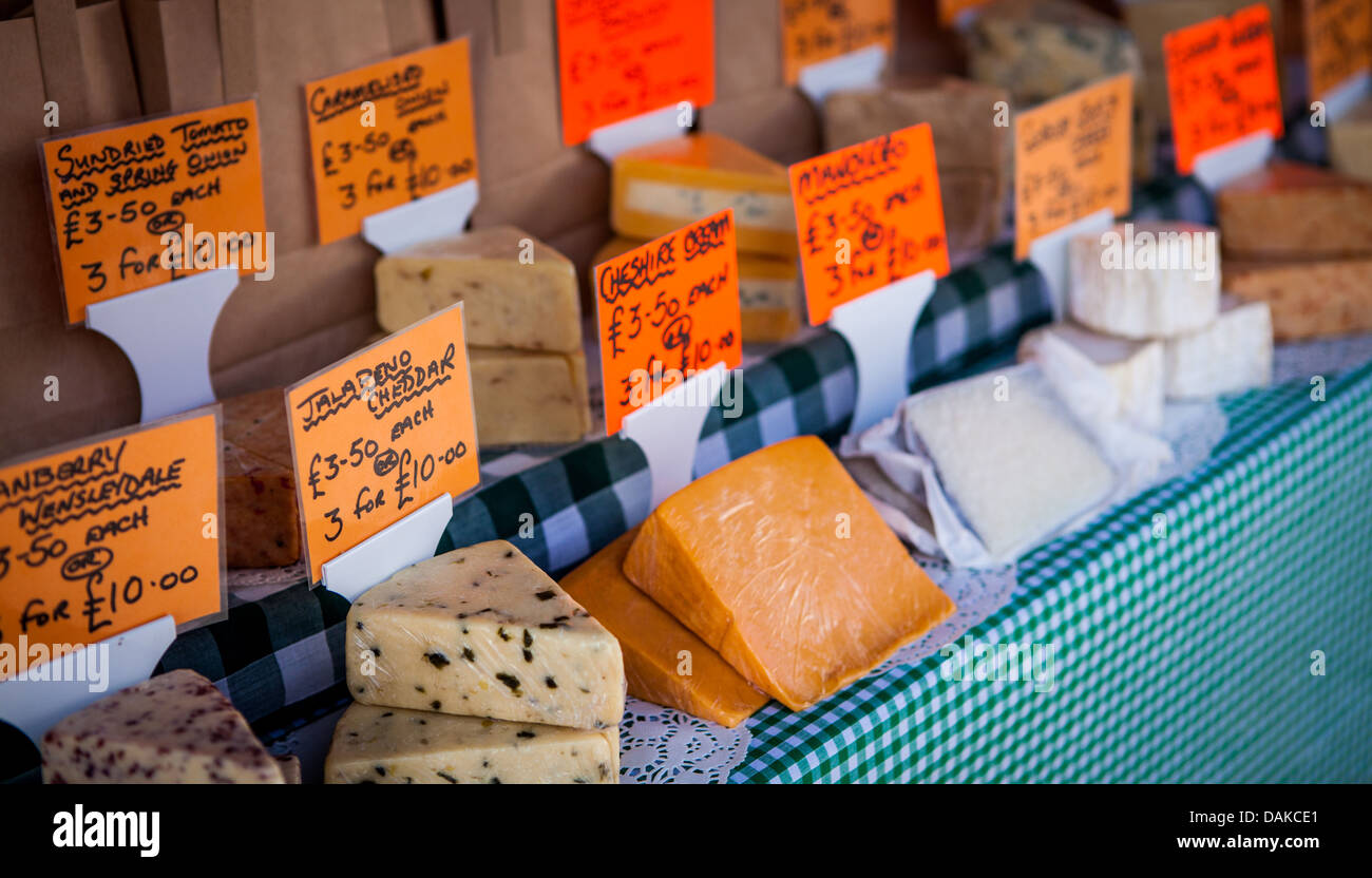 Local cheese at the Dorset sea food festival 2013 in Weymouth Harbour Stock Photo