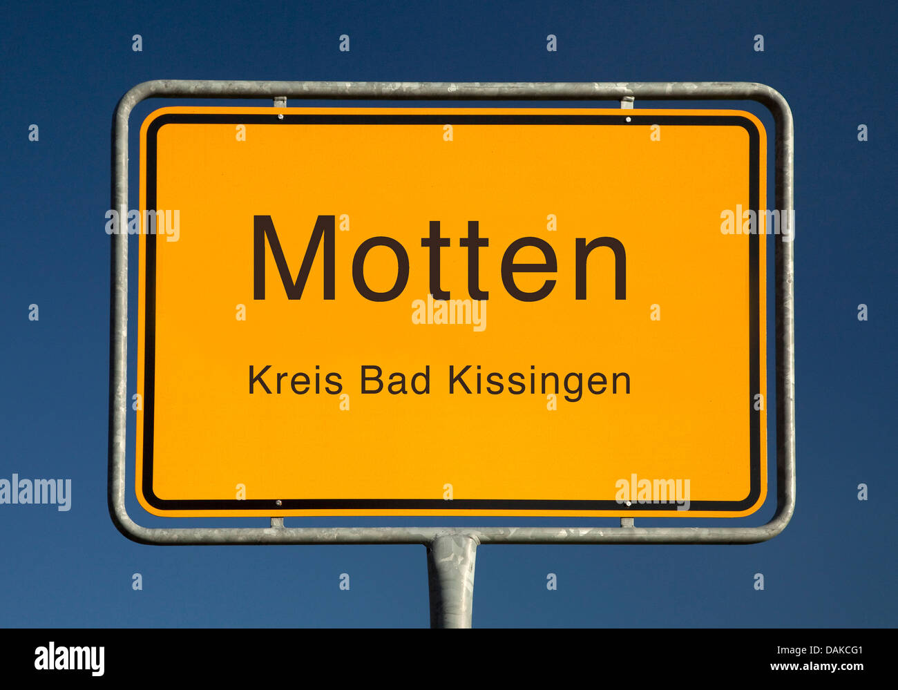 Motten place name sign, Germany, Bavaria, Kreis Bad Kissingen, Motten Stock Photo