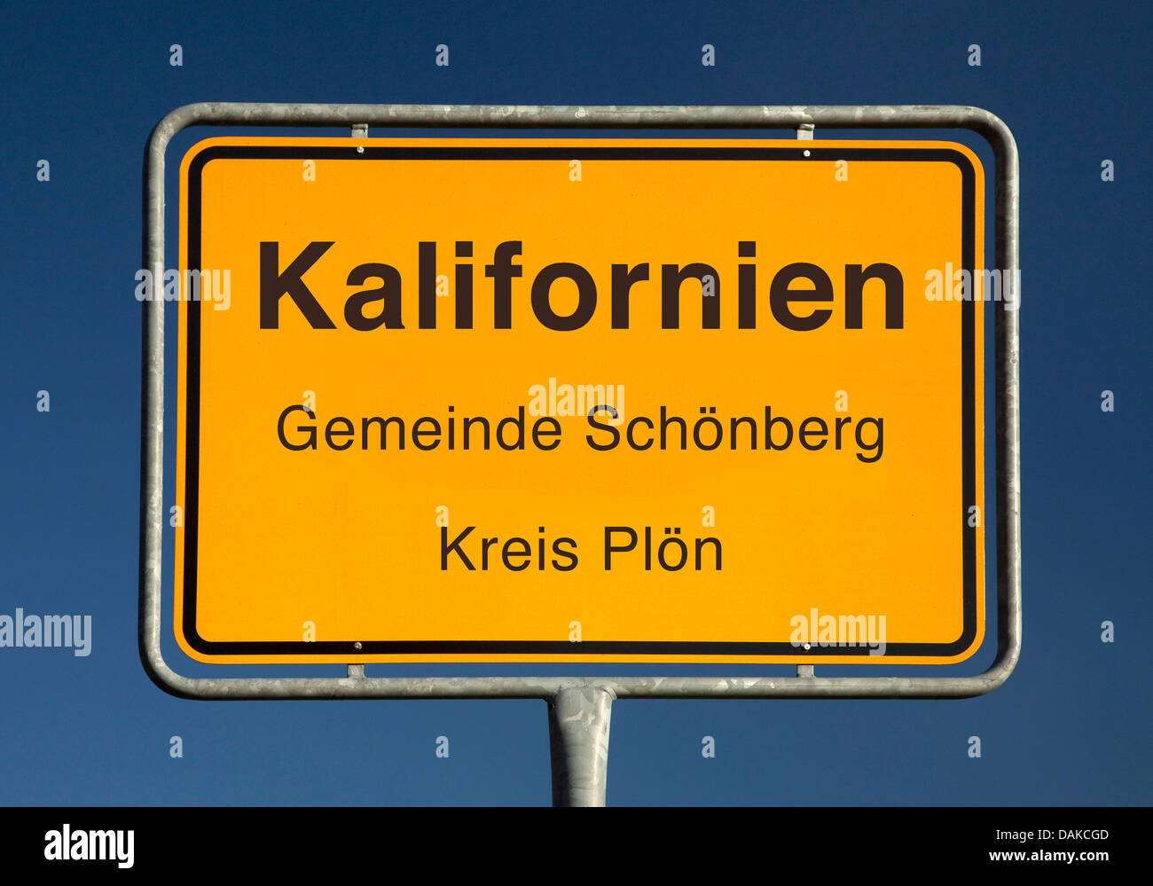 Kalifornien place name sign, Germany, Schleswig-Holstein, Kreis Ploen, Kalifornien Stock Photo