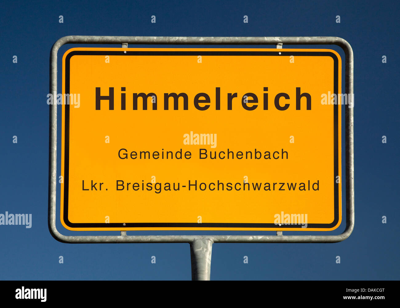 Himmelreich place name sign, Germany, Baden-Wuerttemberg, Breisgau-Hochschwarzwald, Himmelreich Stock Photo