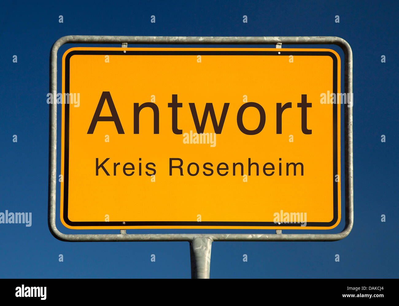 Antwort place name sign, Germany, Bavaria, Kreis Rosenheim, Antwort Stock Photo